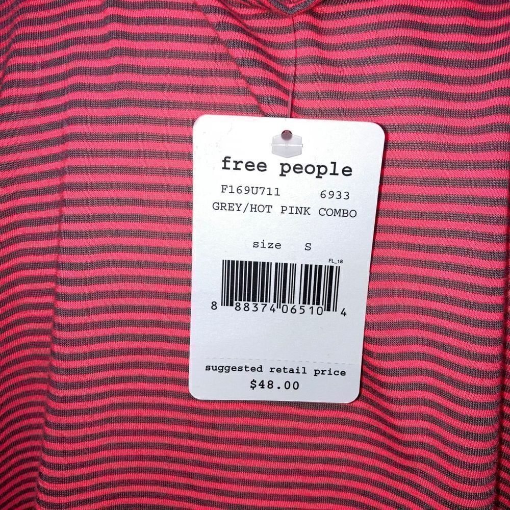 Free People, We the Free Grey & Hot Pink Combo Striped Muscle Tank Top S Women’s - Picture 4 of 6